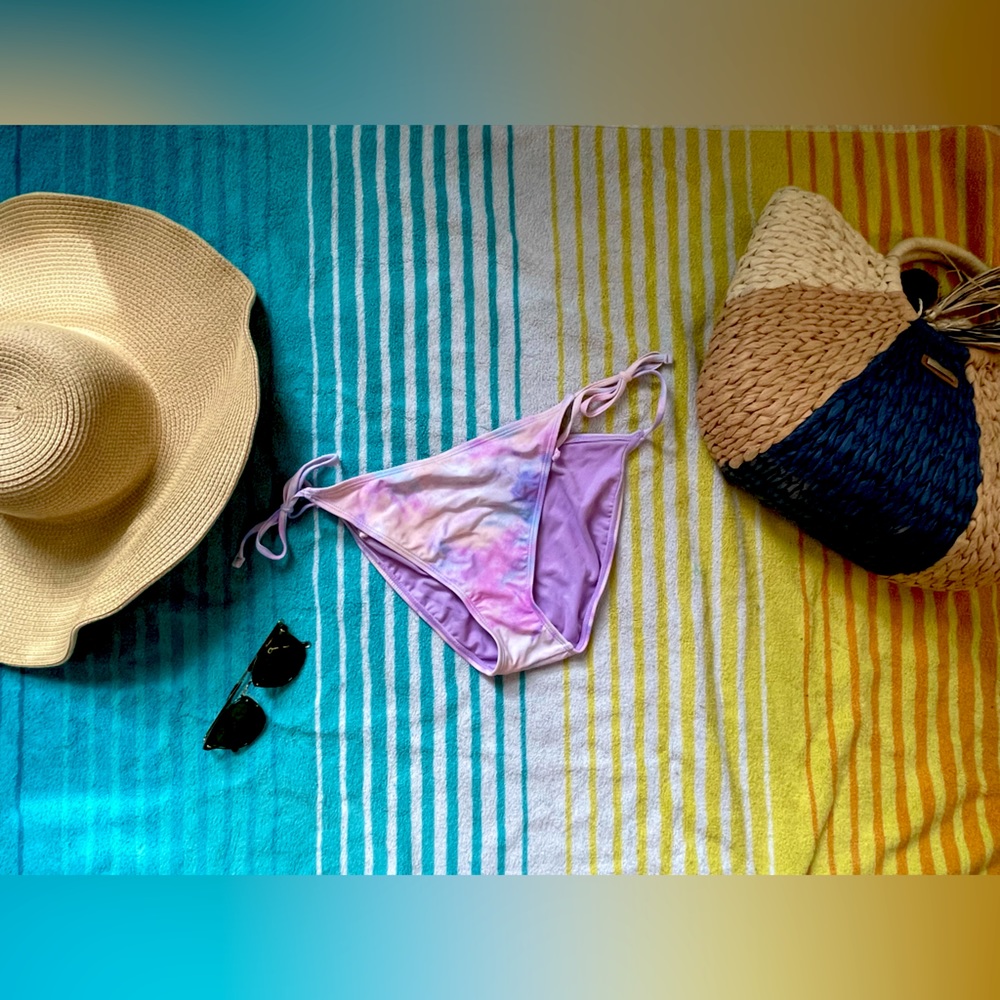 Ninety-nine side-tie hipster swim bottoms in cotton candy!